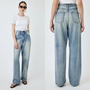 Moussy Vintage Blue Wide Leg Jeans